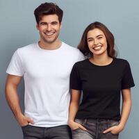 illustratie van een mode portret met duidelijk t-shirt model, ai gegenereerd foto