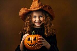 een illustratie van kinderen vervelend een halloween kostuum , ai gegenereerd foto