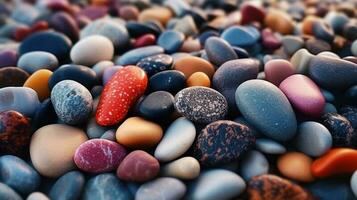 illustratie van klein zee steen kiezelsteen achtergrond, ai gegenereerd foto