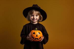 een illustratie van kinderen vervelend een halloween kostuum , ai gegenereerd foto