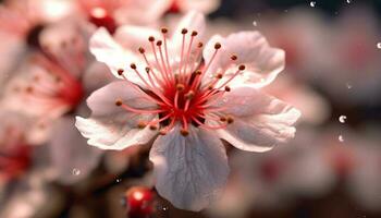 bloem bloesem, schoonheid in natuur, levendig kleuren, kers bloesem, Japans cultuur gegenereerd door ai foto