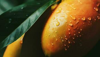 natuur levendig groen weerspiegelt in een dauw gekust regendruppel, verfrissend groei gegenereerd door ai foto