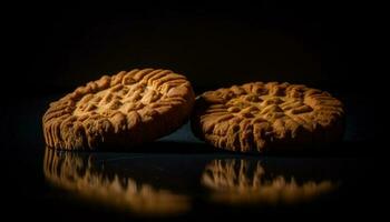 vers gebakken eigengemaakt zandkoek, een zoet toegeeflijkheid Aan de tafel gegenereerd door ai foto