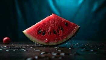 verfrissend watermeloen plak, een sappig en gezond zomer tussendoortje gegenereerd door ai foto