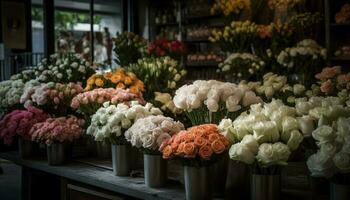 vers bloem boeket in roze en Purper gegenereerd door ai foto