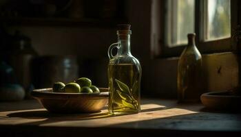 vers geplukt olijven creëren biologisch Koken ingrediënt gegenereerd door ai foto