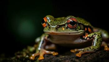 slijmerig pad zittend in nat groen Woud gegenereerd door ai foto