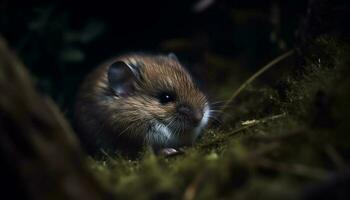 pluizig klein zoogdier zittend in groen gras gegenereerd door ai foto