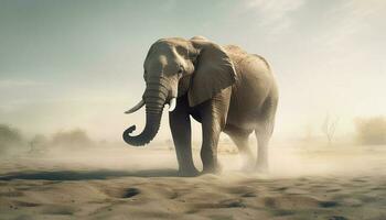 majestueus olifant wandelen in rustig Afrikaanse savanne gegenereerd door ai foto