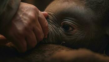 olifant familie voeden, liefde en saamhorigheid gevangen genomen gegenereerd door ai foto