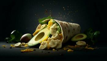gezond aan het eten gegrild rundvlees taco met guacamole gegenereerd door ai foto