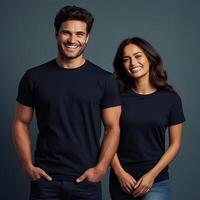 illustratie van een mode portret met duidelijk t-shirt model, ai gegenereerd foto