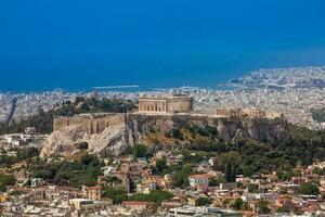 de stad van Athene gezien van de monteren lycabettus een krijt kalksteen heuvel foto