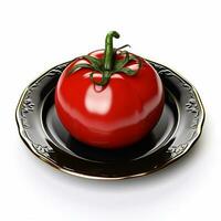 sappig heerlijk tomaat leugens Aan mooi bord, ai gegenereerd foto
