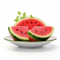 sappig heerlijk watermeloen leugens Aan mooi bord, ai gegenereerd foto