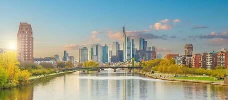 downtown Frankfurt stad horizon, stadsgezicht van Duitsland foto