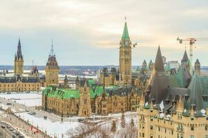 downtown Ottawa stad horizon, stadsgezicht van Canada foto