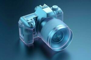 camera icoon blauw. genereren ai foto