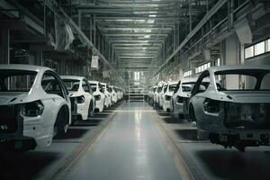modern auto's fabriek lijn. genereren ai foto