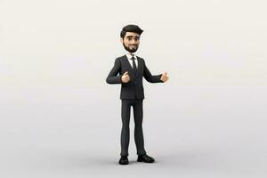 3d geven professioneel zakenman staan en duim omhoog foto