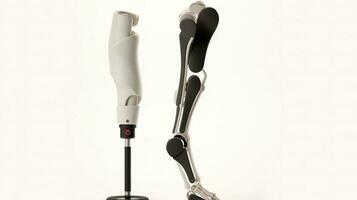 bio prothese voor de been Aan een wit achtergrond, isoleren. ai gegenereerd. foto
