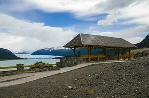 gletsjer uitkijk, perito meerno gletsjer, los gletsjers nationaal park, de kerstman cruz provincie, Patagonië Argentinië. foto