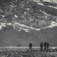 toeristen wandelen Aan antarctisch strand, neko haven, antarctisch schiereiland foto