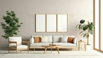 mockup kader in huis interieur achtergrond, generatief ai foto