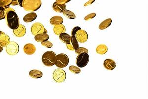 vallend goud munten geïsoleerd Aan wit achtergrond ai gegenereerd foto