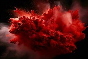 kleurrijk poeder explosie Aan een zwart achtergrond, holi festival concept ai gegenereerd foto