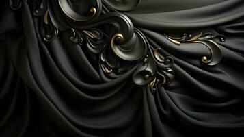 zwart luxe abstract achtergrond met lijnen en golven gouden elegant structuur backdrop generatief ai. foto