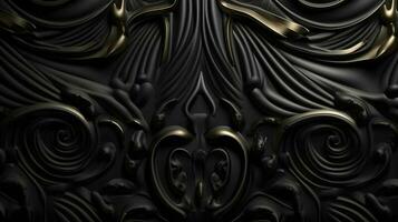 zwart luxe abstract achtergrond met lijnen en golven gouden elegant structuur backdrop generatief ai. foto