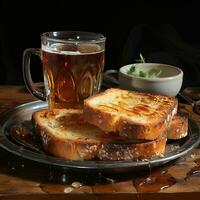 geroosterd brood en koffie beeld fotografie gemaakt door ai gegenereerd foto