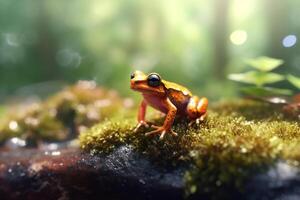 oranje kikker in natuur. ai generatief foto