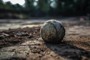 tennis bal in de aarde. ai generatief foto