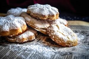 biscuits met gepoederd suiker. ai generatief foto