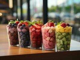 fotografie van kom smoothies in cafe gemaakt met ai generatief foto