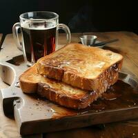 geroosterd brood en koffie beeld fotografie gemaakt door ai gegenereerd foto
