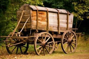 oud houten landelijk wagen. generatief ai foto