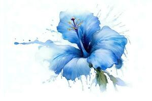 blauw bloem, wit achtergrond. generatief ai foto