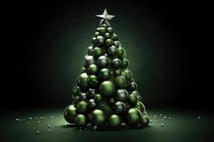 Kerstmis abstract boom versierd met groen ballen. generatief ai foto