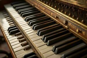 detailopname van wijnoogst piano sleutels. generatief ai foto