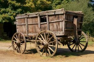 oud houten landelijk wagen. generatief ai foto