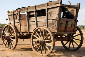 oud houten landelijk wagen. generatief ai foto