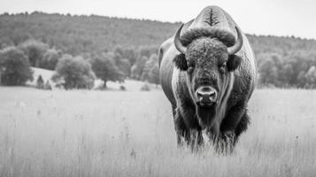 stier bizon in natuur. generatief ai foto