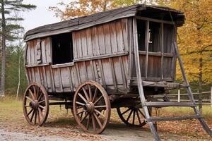 oud houten landelijk wagen. generatief ai foto