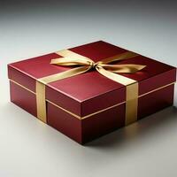 rood geschenk doos met lintje. generatief ai foto