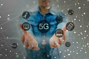 5g mobiel technologie concept - hoog internet snelheid foto