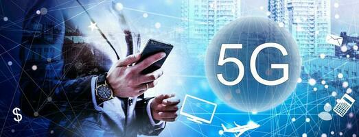 5g mobiel technologie concept - hoog internet snelheid foto