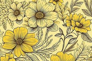 hand- getrokken geel bloemen patroon foto